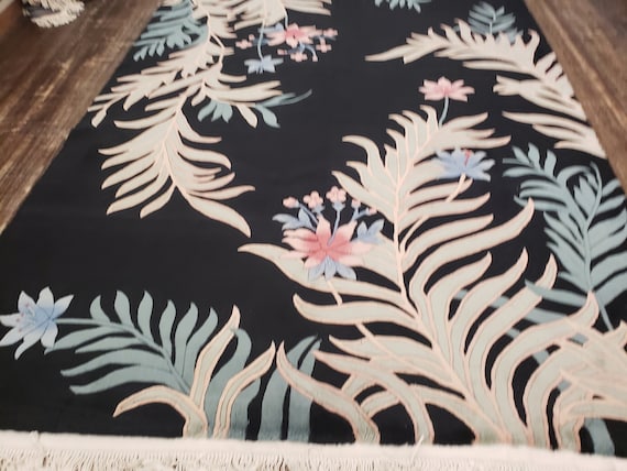 Chinese Art Deco Peking rug  90 line wool hand knotted  rug Aubusson Chinese rug size 6×9' oriental rug  black&beige Chinese rug