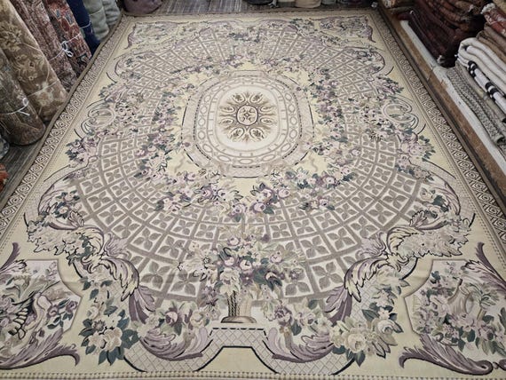 Aubusson rugs  french Aubusson flat wove rug Savanery rug Flemish carpet wool Aubusson rug European rugs,Needlepoint red  Aubusson 9'×12'