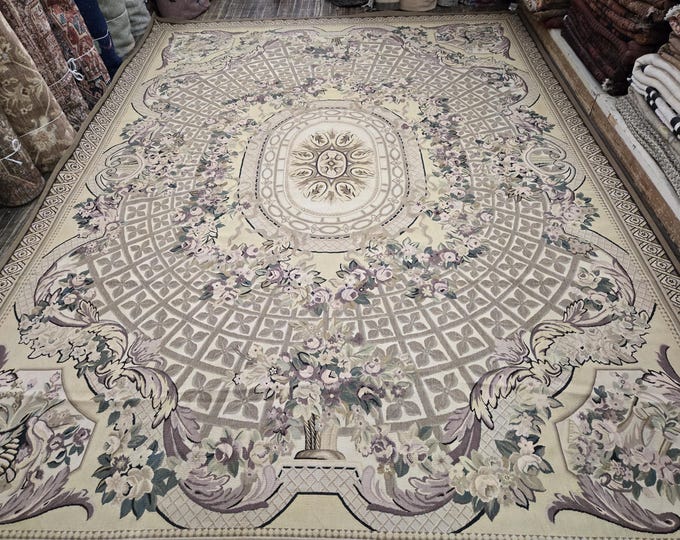 Aubusson rugs  french Aubusson flat wove rug Savanery rug Flemish carpet wool Aubusson rug European rugs,Needlepoint red  Aubusson 9'×12'