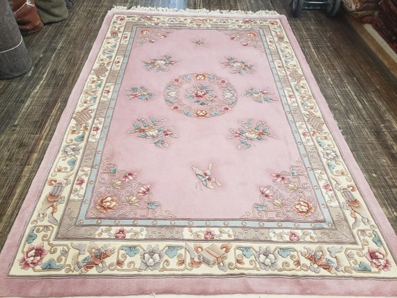 Chinese Art Deco Peking Rug Aubusson Blue Chinese Rug Wool Chinese