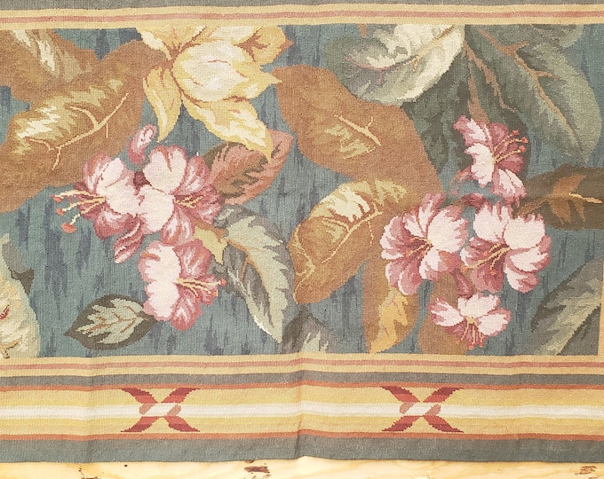 Aubusson rugs  french Aubusson flat wove rug Savanery rug Flemish carpet wool Aubusson rug European rugs,Needlepoint gold Aubusson 4'×6'