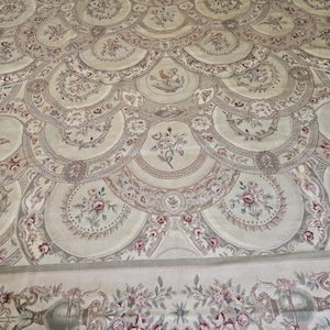 Aubusson rugs  french Aubusson flat wove rug Savanery rug Flemish carpet wool Aubusson rug European rugs,Needlepoint Aubusson 10&#39;×14&#39;
