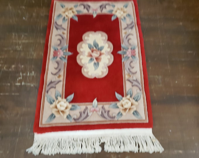 Chinese Art Deco Peking rug  90 line wool hand knotted  rug Aubusson Chinese rug size 2'×3' oriental rug red Chinese rug