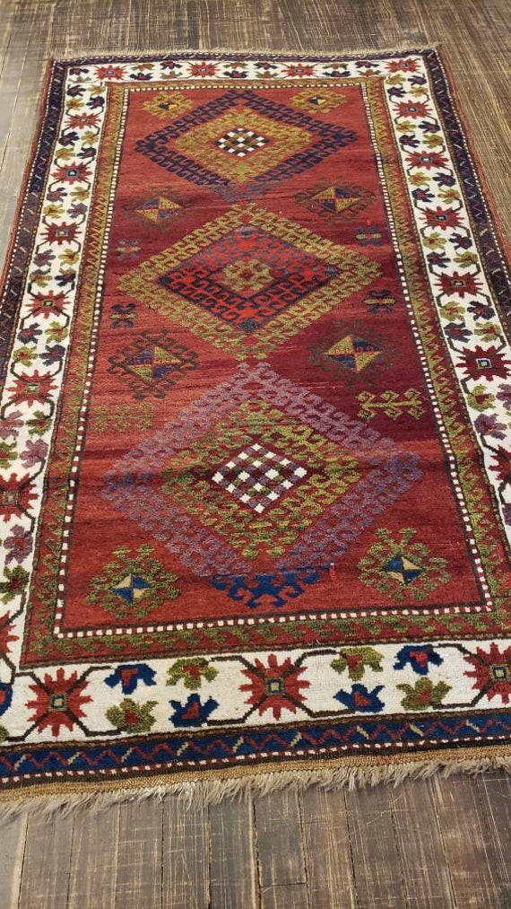 Russian kazak 1920.s tribal geometric 3'6"×6'2"