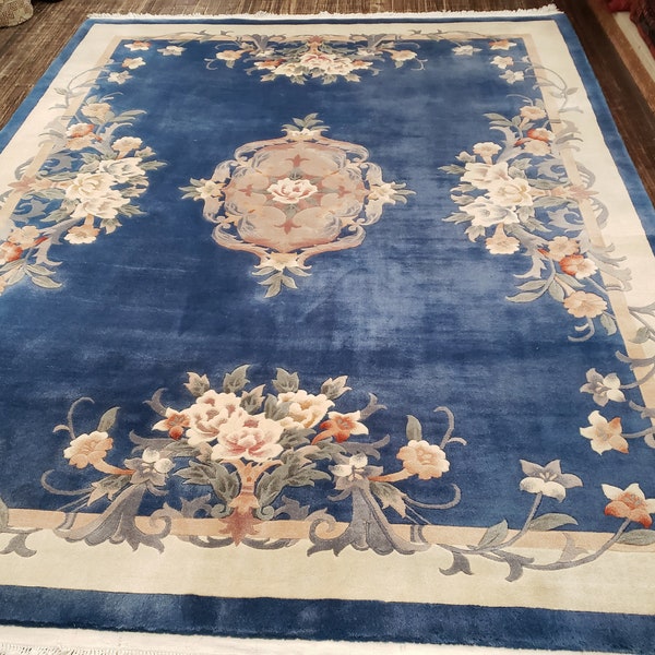 Blue and White Chinoiserie Rug Etsy