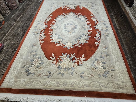 Chinese Art Deco Peking rug  90 line wool hand knotted excellent quality wool vintage Chinese rug size 6'×9' oriental rug red Aubusson 444