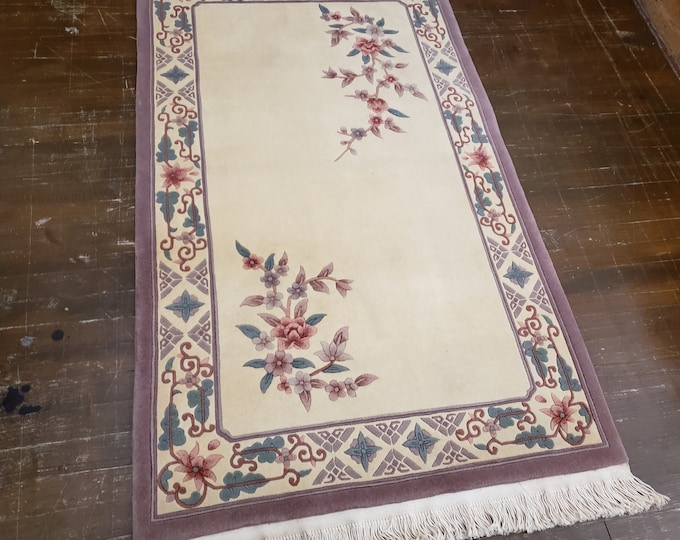 Chinese Art Deco Peking rug  90 line wool hand knotted  rug wool vintage rug size 3'×5' oriental rug   royal blue Chinese rug aubsson  rug