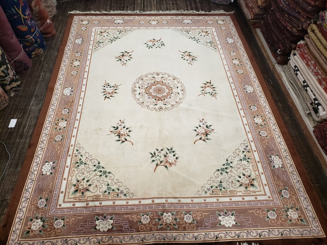Art Deco Peking Silk Rug, Hand Knotted Aubusson Style, 9'x12' - Etsy