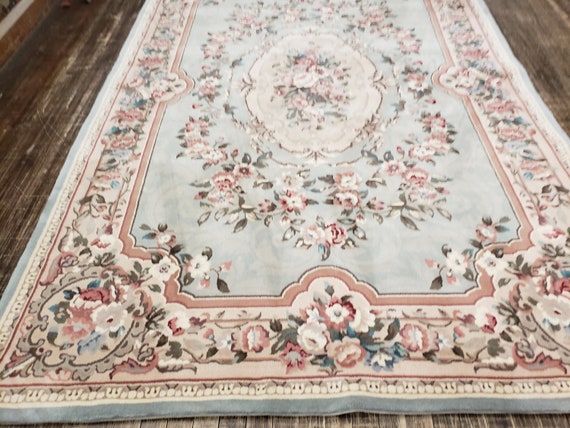 Chinese Art Deco Peking Rug Aubusson Chinese rug wool Chinese rug Peking rug green rug wool Chinese rug red savonnerie carpet 5'8"×8'8"