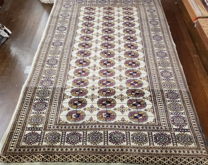 Pakistani Bokhara wool rug Tribal rug Modern rug sea foam green rug Geometric wool rug Turkish rug hand knotted Bokhara Turkmen rug size 4×6
