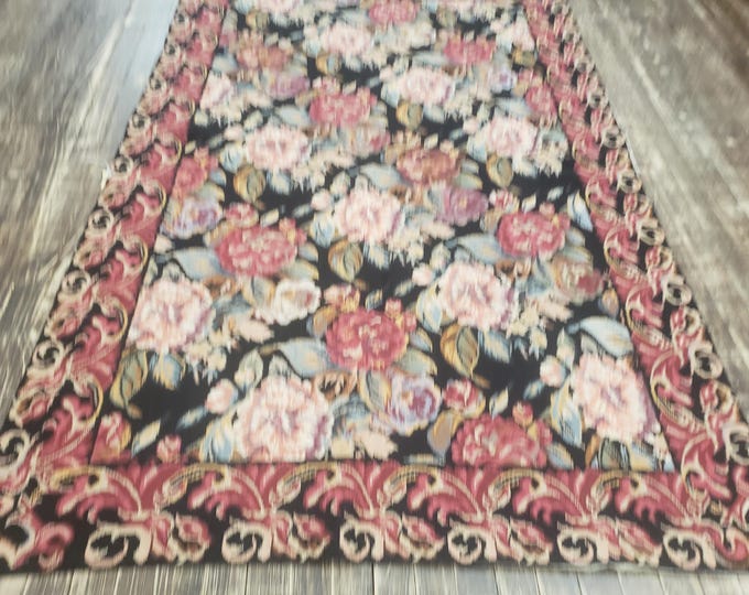 Aubusson rugs  french Aubusson flat wove rug Savanery rug Flemish carpet wool Aubusson rug European rugs,Needlepoint black Aubusson 4'×6'