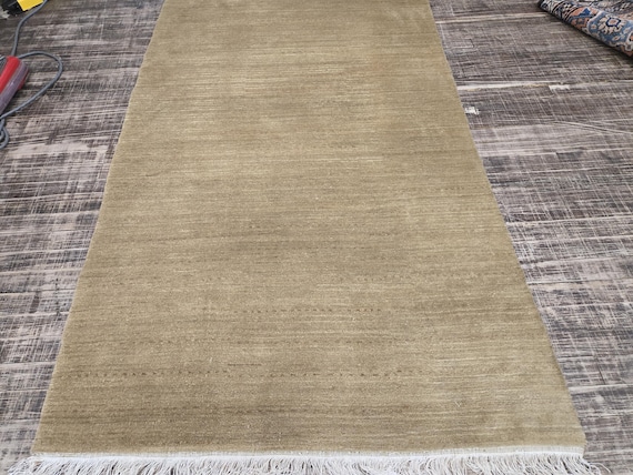 Chinese Art Deco Peking Tibetan Nepal rug hand knotted Modern design excellent quality wool rug solid design gold rug  size 3'7"×5'7"