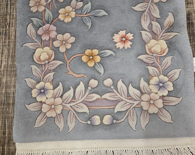 Chinese Art Deco Peking rug  90 line wool hand knotted excellent quality wool  Chinese rug size 2'×4' oriental rug blue&beige