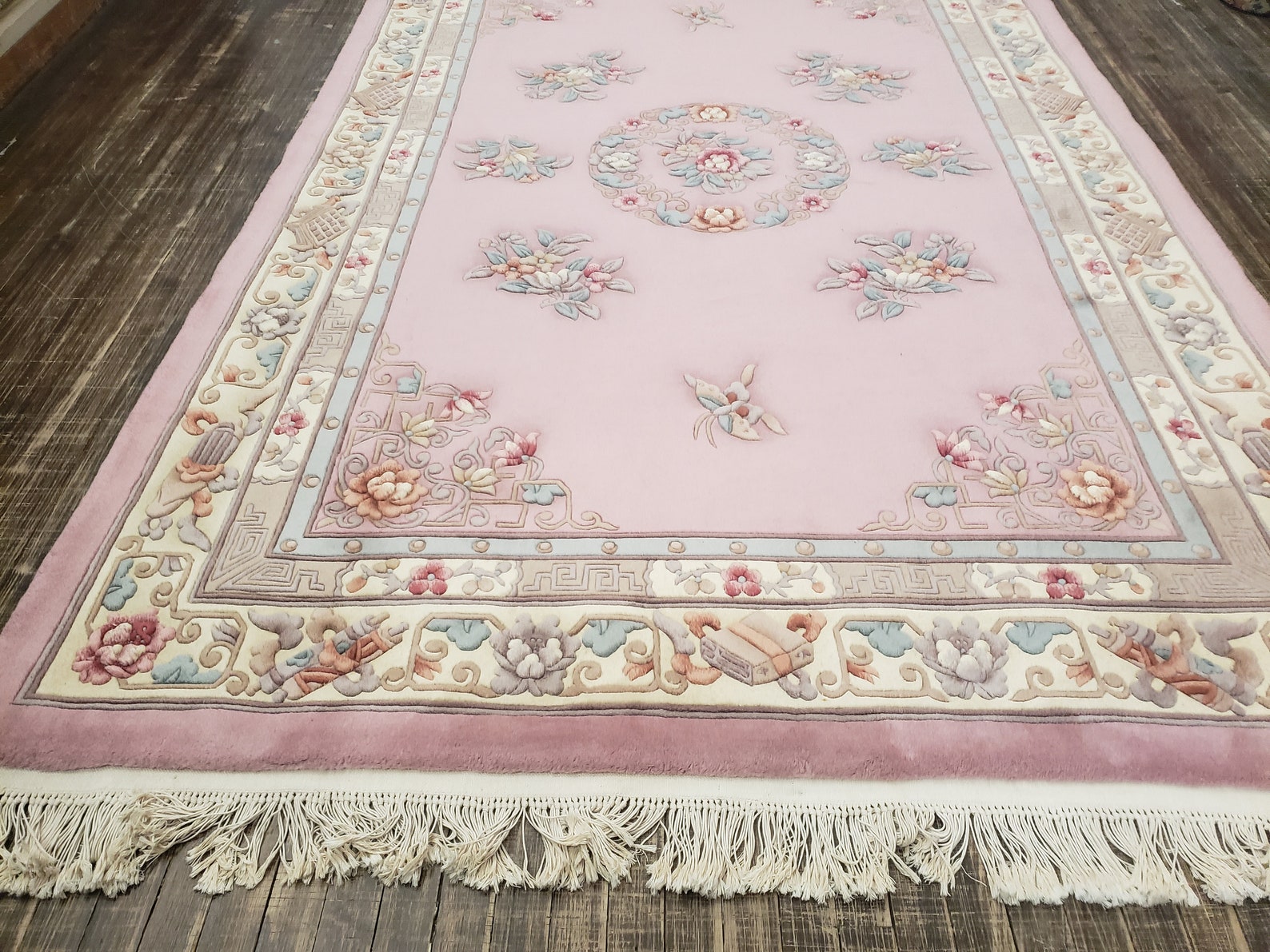 Chinese Art Deco Peking Rug Aubusson Blue Chinese Rug Wool Chinese Rug ...