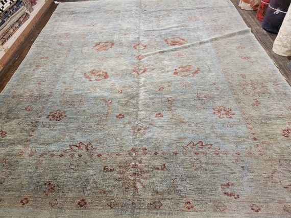 Over dye modern blue rug vintage distress rug oushak rug hand woven blue jeans