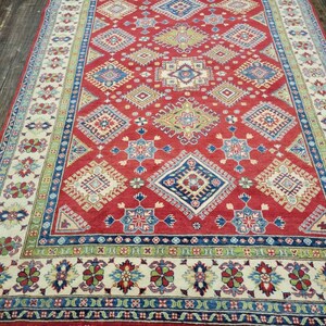 Kazak rugs kazak oriental rugs super kazak rug Afgan kazak  caucasian rugs Pakistani kazak  tribal rugs hand knotted kazak rug size 5&#39;×7&#39;9&quot;
