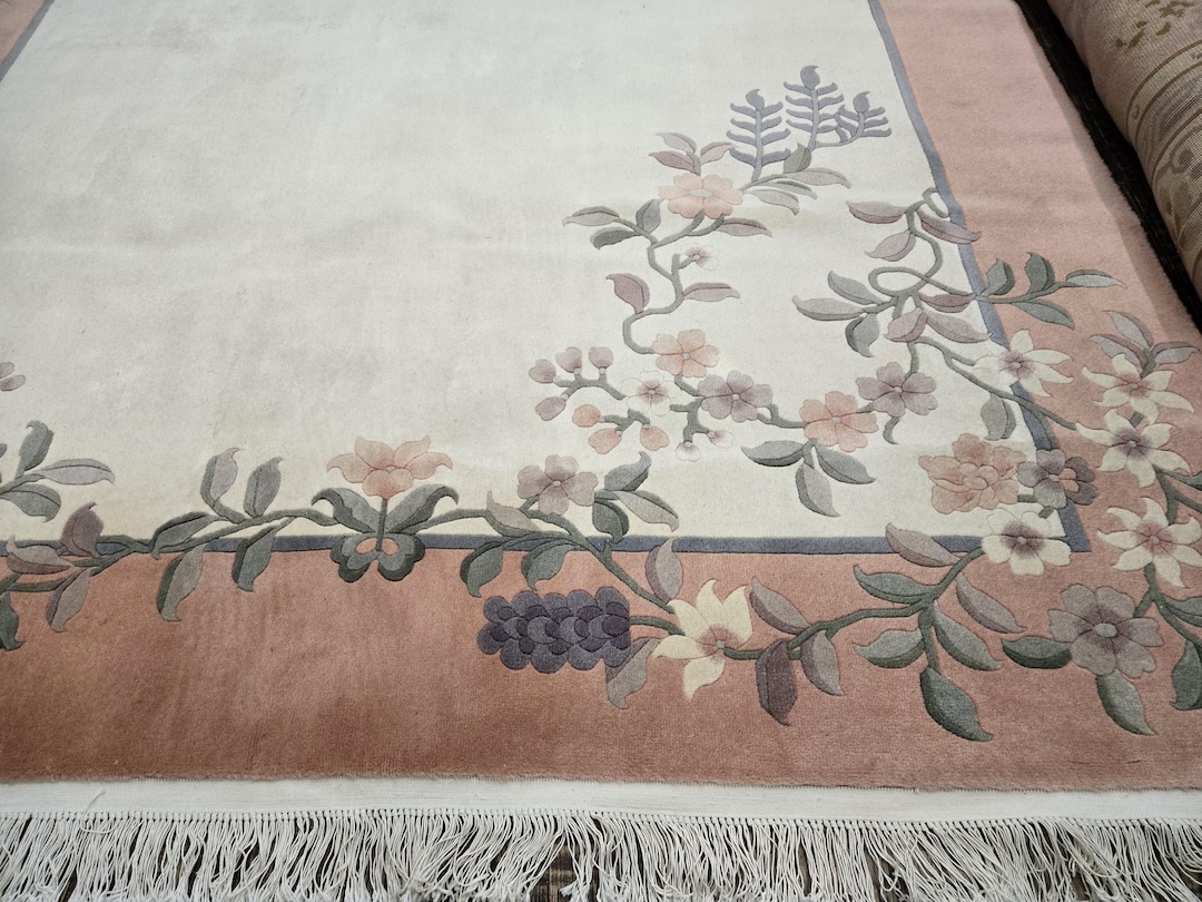 Vintage Chinese Peking Rug, Floral Aubusson Style (8x11 Ft) - Etsy