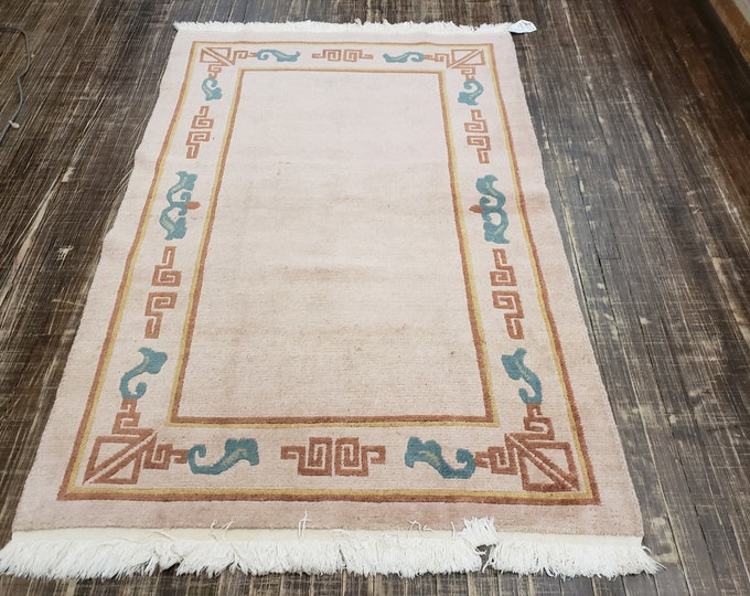 Chinese Art Deco Peking rug with long life symbol wool hand knotted excellent quality wool  rug size 4'x6' Tibetan rug