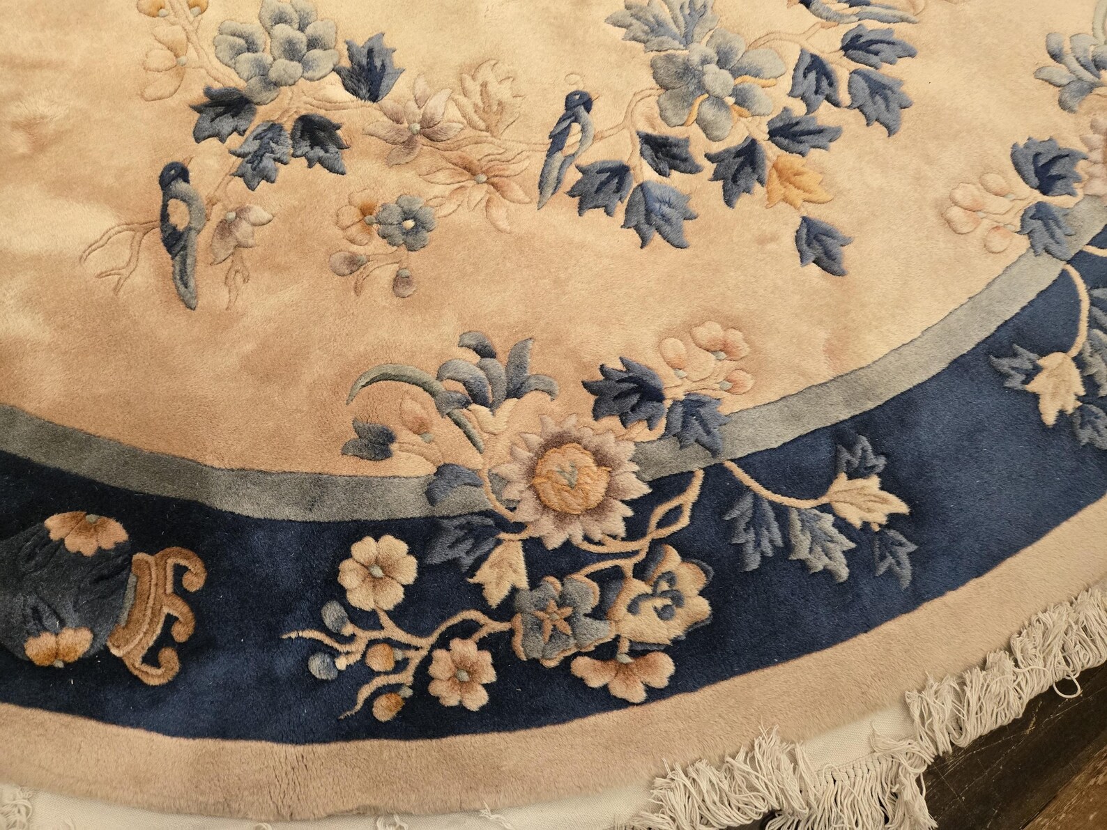 Vintage Round Chinese Wool Rug (9'x9') With Bird Design - Etsy