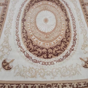 Aubusson rugs  french Aubusson flat wove rug Savanery rug Flemish carpet wool Aubusson rug European rugs,Needlepoint gold Aubusson 9&#39;×12&#39;