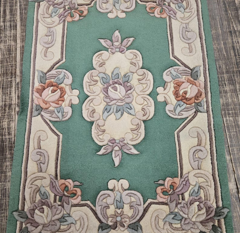 Peking Pattern Vintage Chinese Peking Rug, 2x3 Ft, Hand-knotted Wool, Floral Art Deco ...