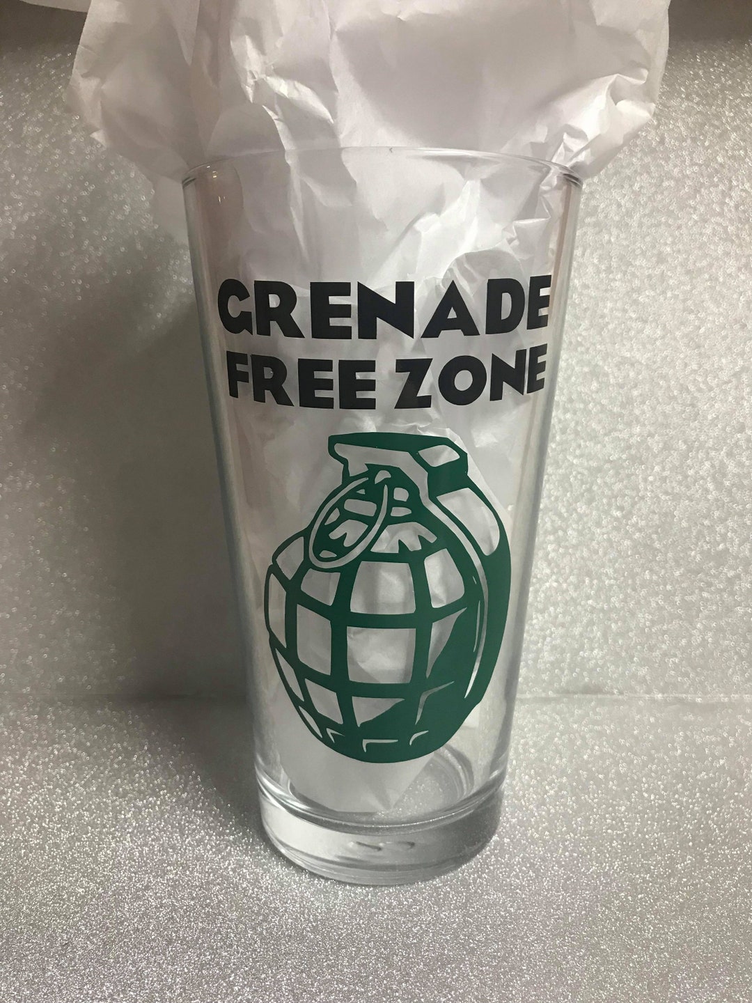 Grenade Free Zone // Jersey Shore // Pint Glass Etsy