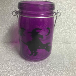 Halloween witch spooky mason jar tea light decoration // night light