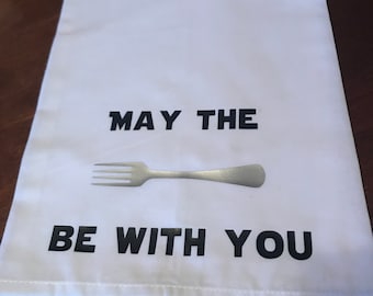 May the fork be with you kitchen tea towel