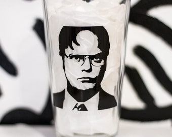 bears. beets. battlestar galactica. 'the office' pint glass