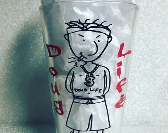Doug Life Doug Funnie hand drawn pint glass
