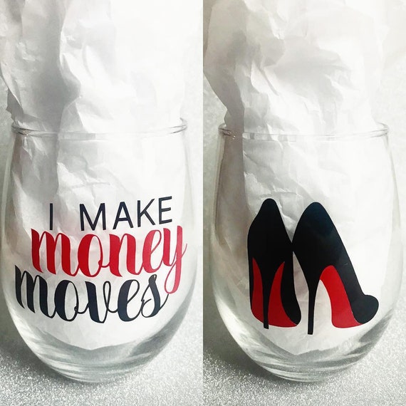 money moves - cardi b red bottoms stemless wine glass