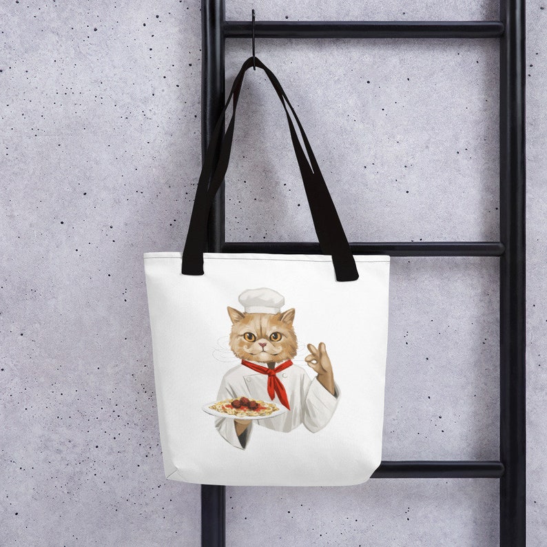 Unique Gift Chef Cat Tote bag Printed Bag Colourful