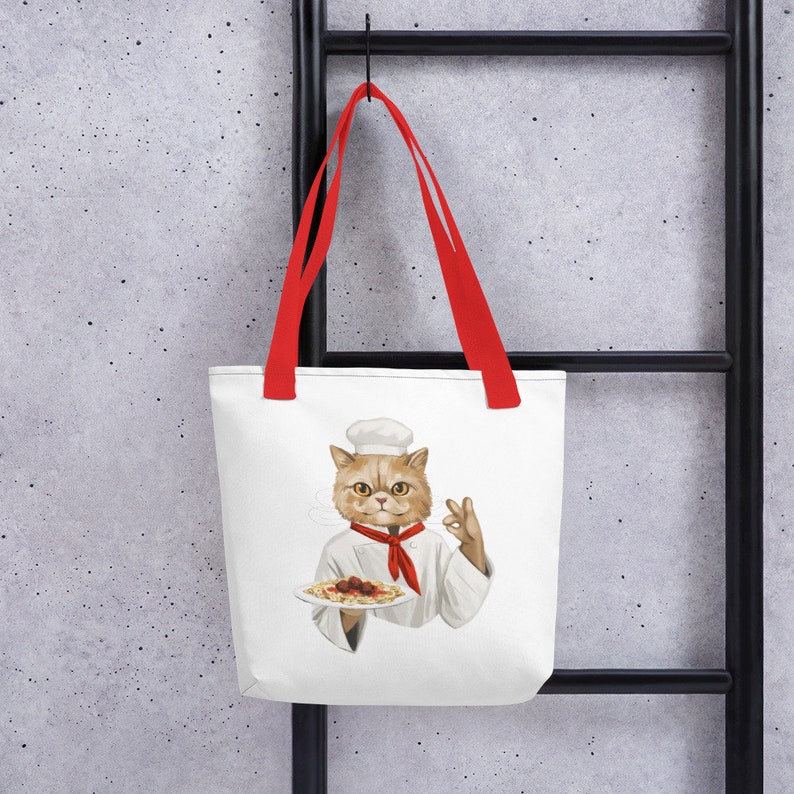 Unique Gift Chef Cat Tote bag Printed Bag Colourful
