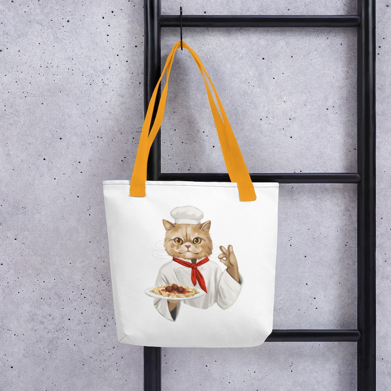 Unique Gift Chef Cat Tote bag Printed Bag Colourful