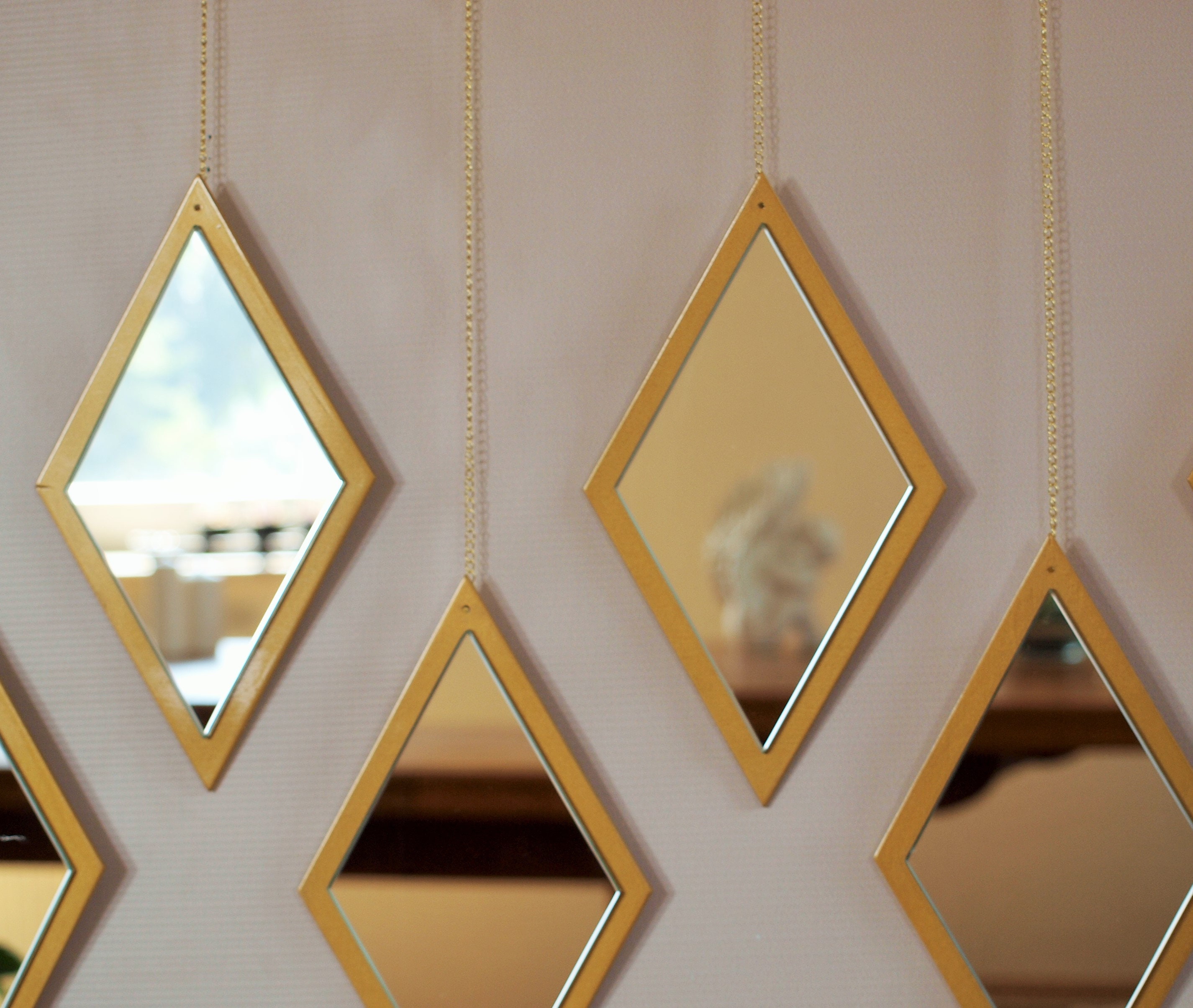 Rhombus Wall Hanging Mirror Gold Dressing Table Makeup Mirrors Bedroom