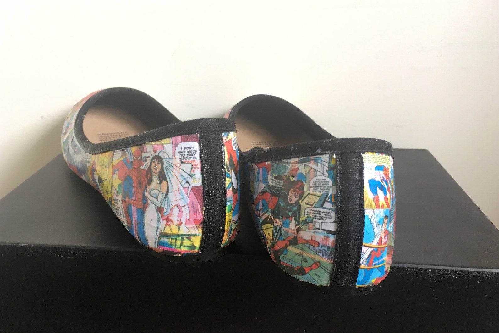 spider-man marvel comics handmade custom decoupage ballet flats shoes