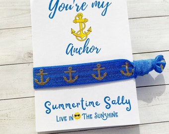 Anchor hair tie, Teen or Tween hair accessory, Nautical blue Ocean hair tie, Ponytail holder, Mother daughter, Father daughter,