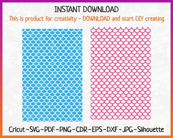 Seamless Mermaid Pattern For Scrapbooking - Seamless Mermaid Scale Pattern - Scale Background SVG - Fish Scale Pattern Cut - Scale Outline