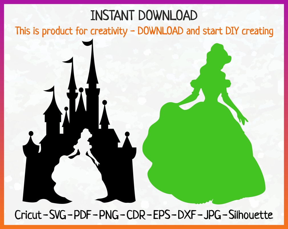 Princess Belle SVG Belle Castle Silhouette Princess Belle ...
