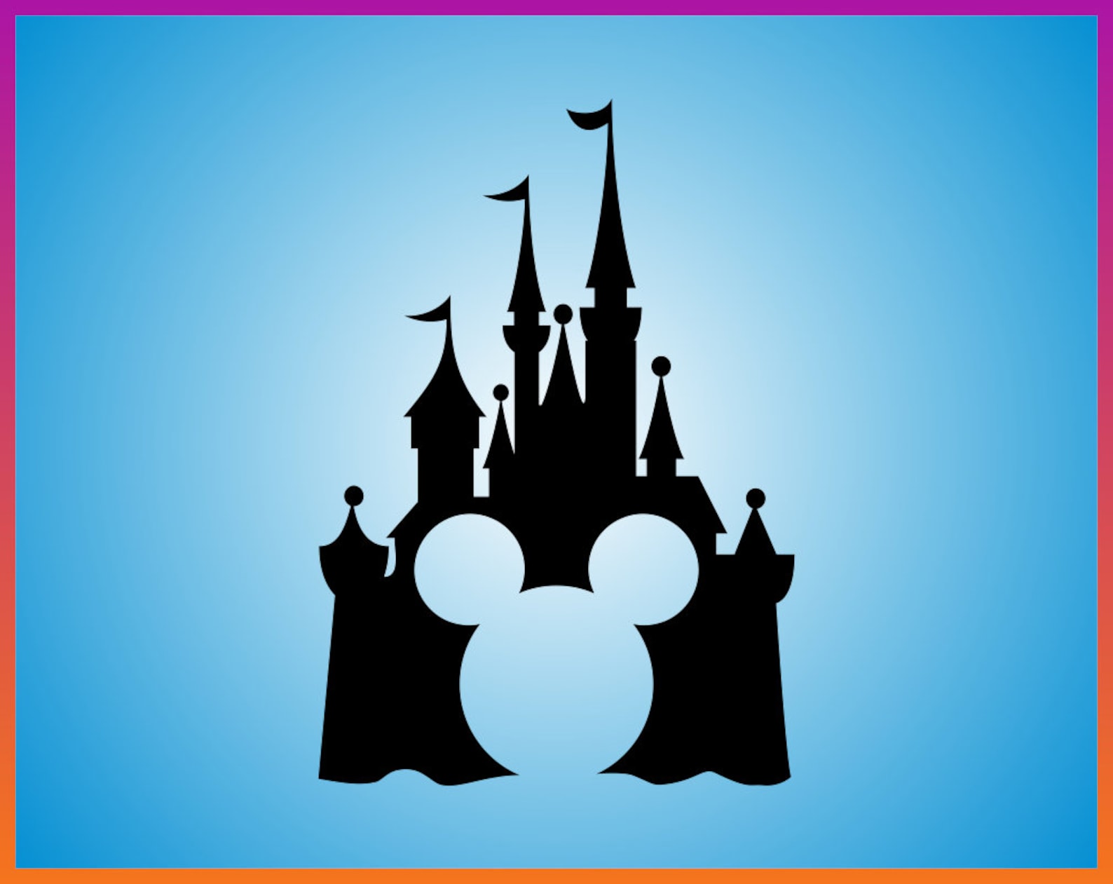 Mickey Head With Castle Svg