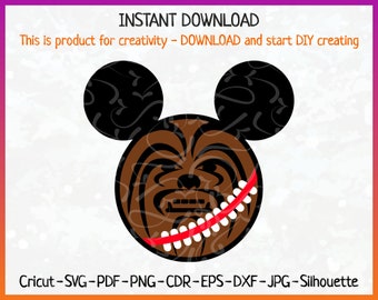 Chewbacca SVG - Chewbacca Ears Mickey - Chewbacca Topper - Chewbacca Sticker - Chewbacca Decor - Chewbacca Printing - Chewbacca Iron on