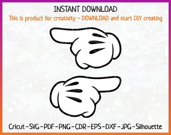 Mickey Mouse Hands SVG - Mickey Mouse Hands svg - Mickey Hands DXF - Mickey Hands Cricut Cut File - Gloved Hands Printable - Silhouette
