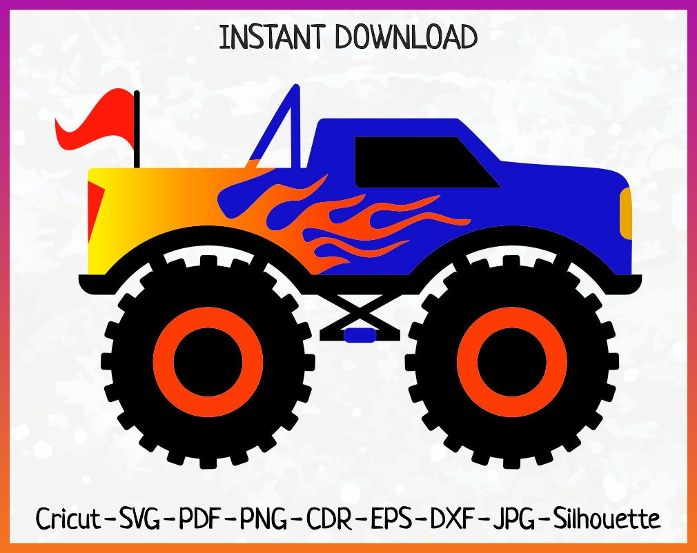 Monster Truck SVG Truck Silhouette dxf pdf png Boys Cricut ...