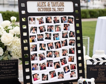 Magnetic Polaroid Guest Book, Film Strip Wedding Sign In Board, Personalized Photo Guestbook Alternative & Keepsake