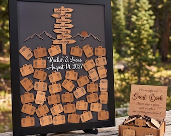 Magnetic Travel Guest Book Alternative,   Wedding Mountain Adventure Sign