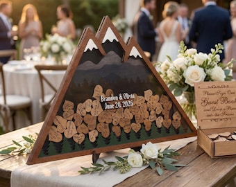 Mountain Wedding Guest Book Alternative, Adventure Theme Drop Box, Hiking Wedding Decor, Rustic Outdoor Sign, National Park Gift
