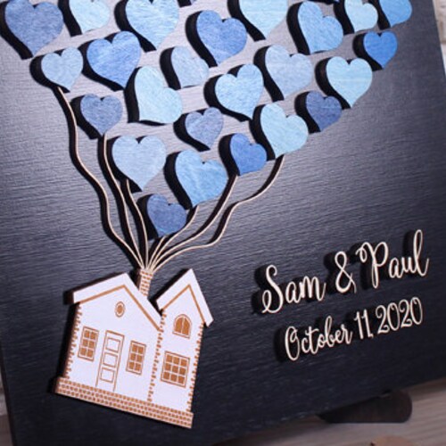 Up House With Balloons Wedding Guest Book Alternative Custom Etsy