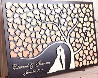 3d wedding guest book alternative Unique wedding guestbook alternative Custom wedding sign Wedding tree Wood guest book Peach wedding theme