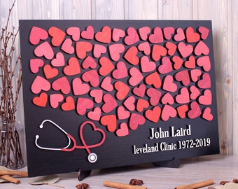 Retirement custom guest book alternative for any profession Stethoscope with heart doctor retirement Graduation 3d guestbook Class of 2019