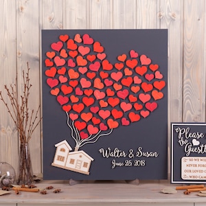 Custom wedding guest book alternative UP house movie inspired Wedding Theme 3d guestbook Rustic wedding guest book Wood wedding sign in book